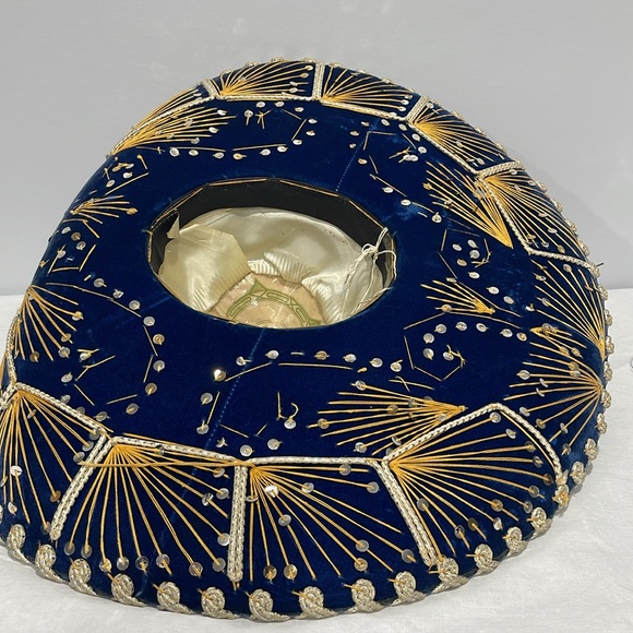 Vintage Mexican Sombrero XXXXX Blue Velvet Sequin Charro Mariachi Small Size? - Picture 10 of 16